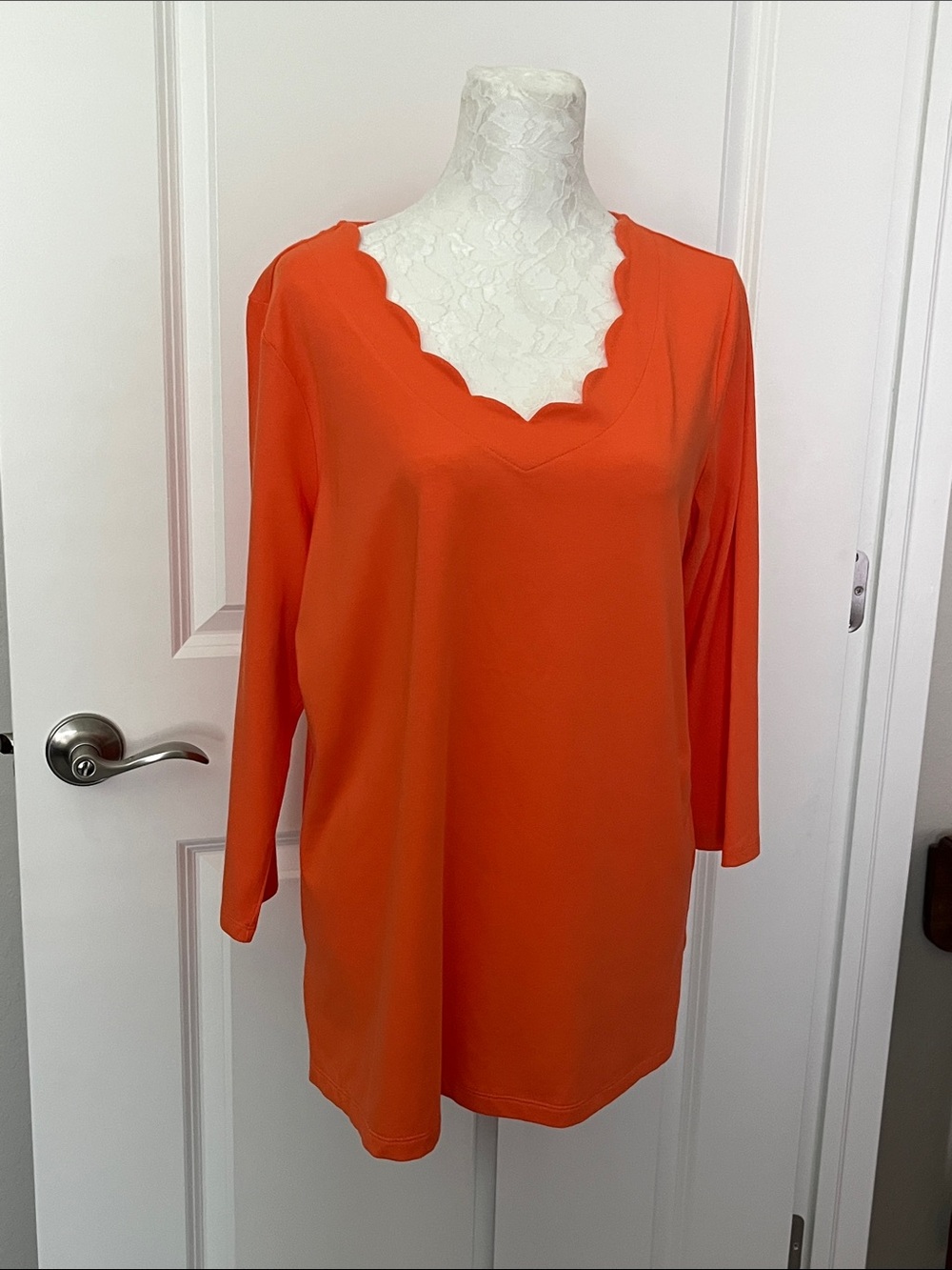 Belle by Kim Gravel Scalloped V-Neck Tunic -Egyptian Cotton Blend Fall Trending
